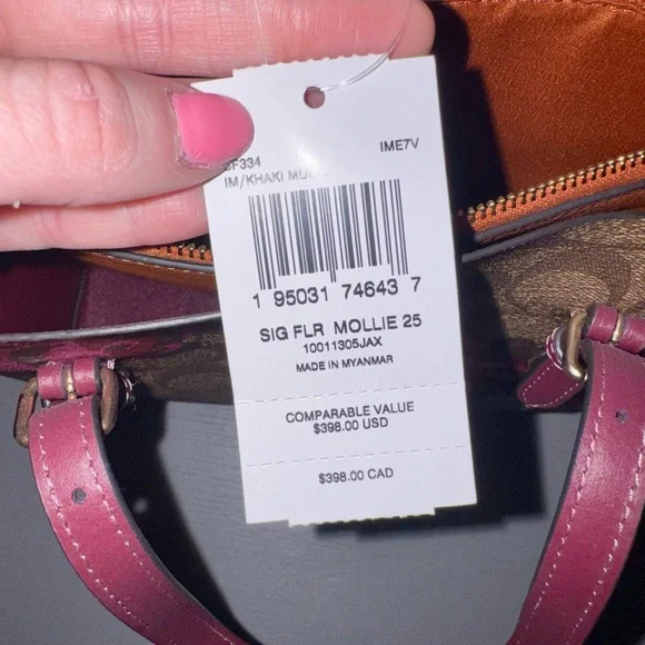 NWT Coach Mollie Women’s Tote, Small - Gold/Khaki Multi (CF334) - Picture 8 of 8